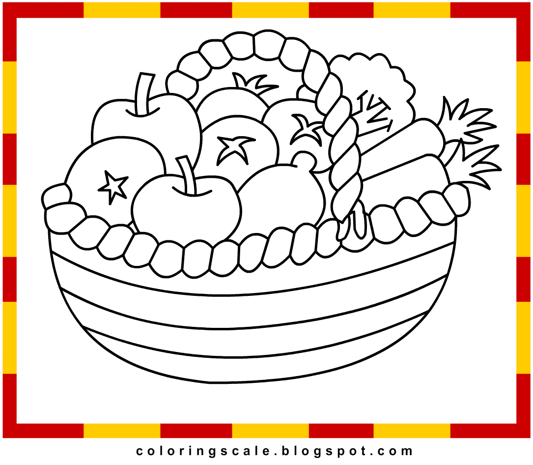 Fruit Basket Pictures To Colour - Coloring Pages for Kids and for ...