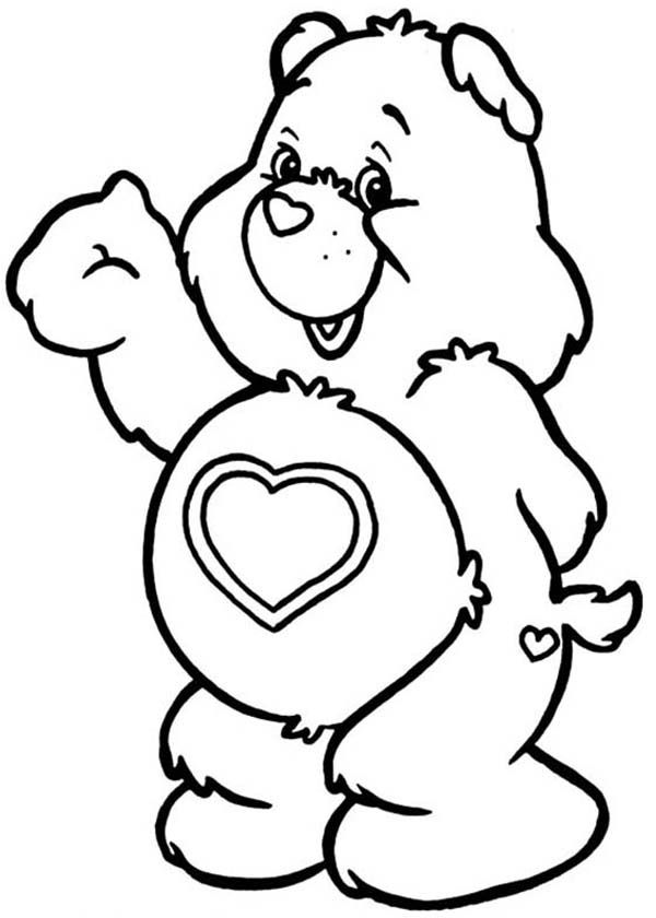 Tenderheart Greeting Us in Care Bear Coloring Page | Coloring Sun