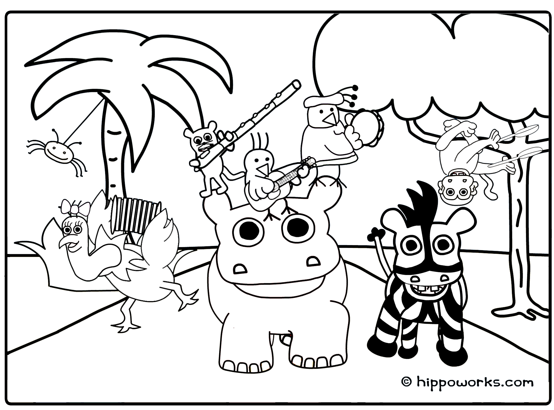 Jungle Coloring Page - Coloring Pages for Kids and for Adults