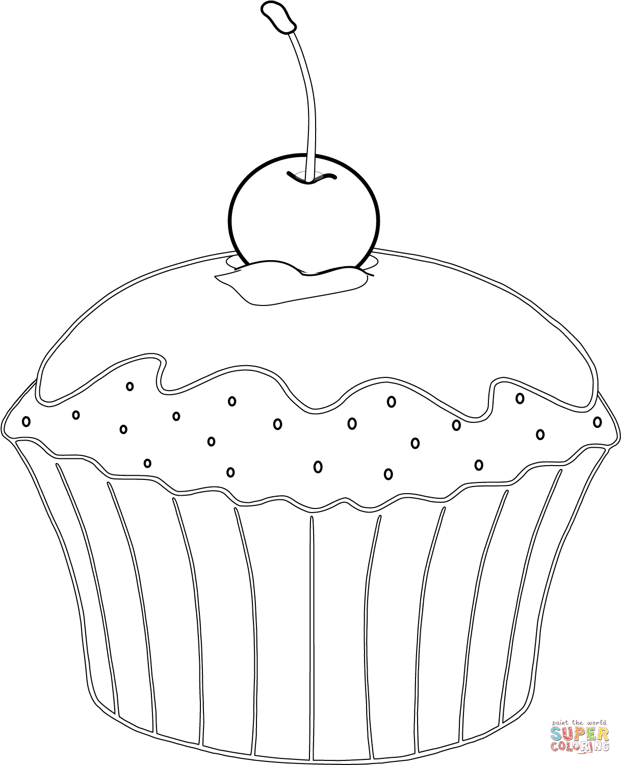 Muffin with Cherry coloring page