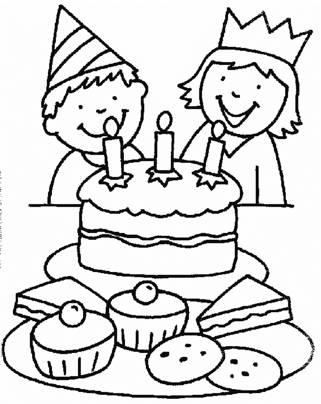 Coloring Pages Birthday Party Decorations Cake