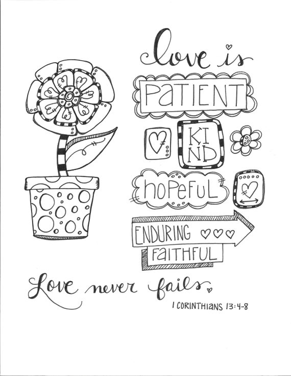 Bible Journaling Coloring Page: Love Never Fails | Etsy