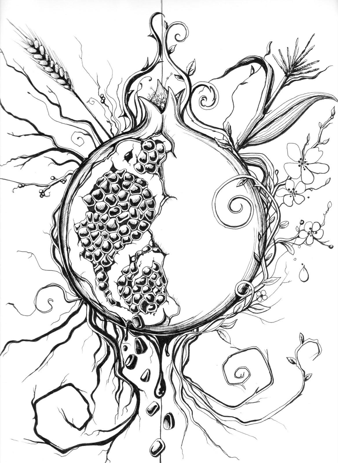 Pomegranate coloring pages! – honor the gods