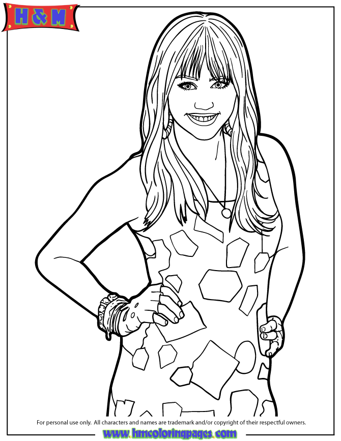 Miley Cyrus Picture Coloring Page | H & M Coloring Pages