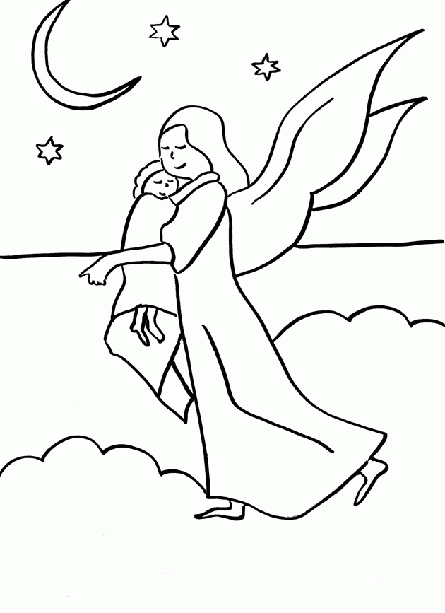 Guardian angel coloring pages | The Guardian angel