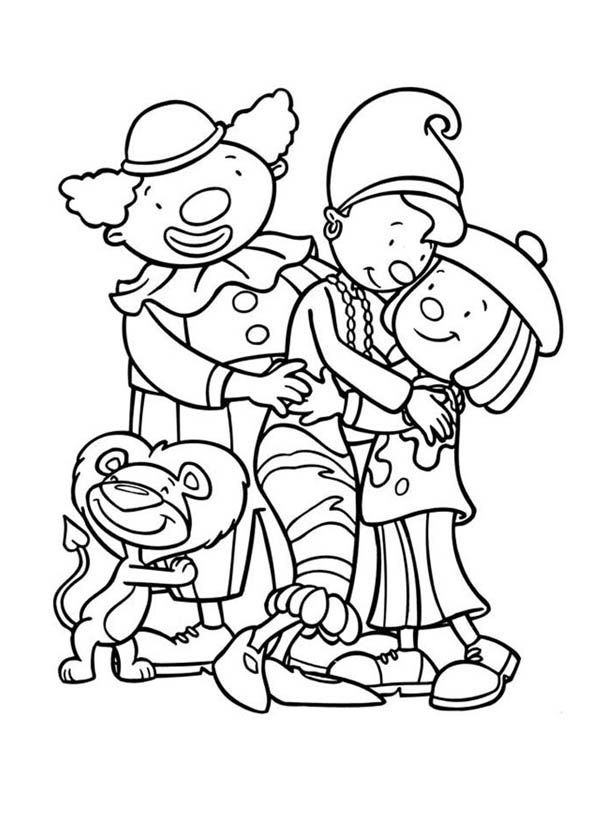 Jojo and Friends Hugging in Jojo's Circus Coloring Page - NetArt