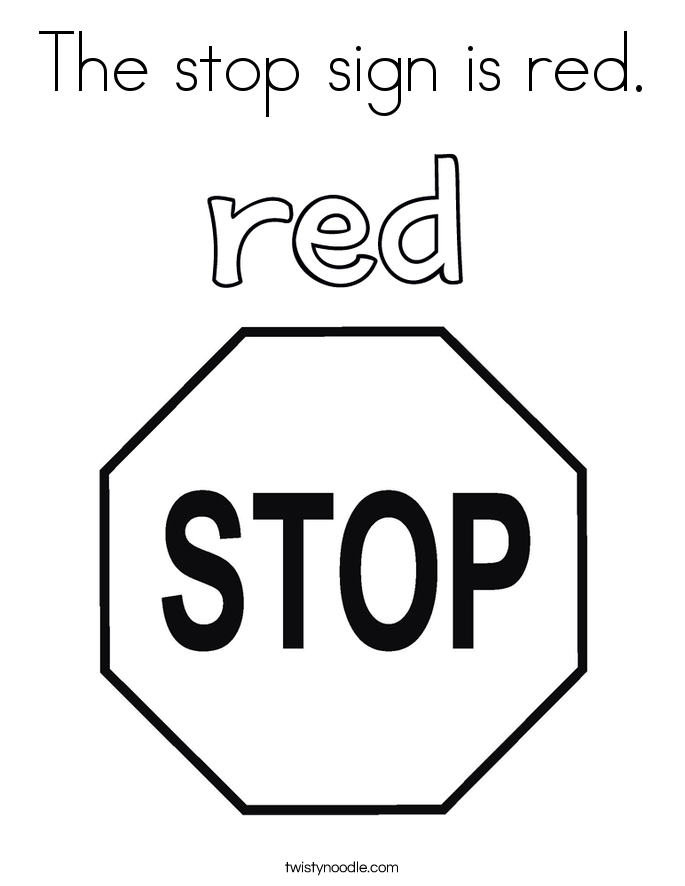 The stop sign is red Coloring Page