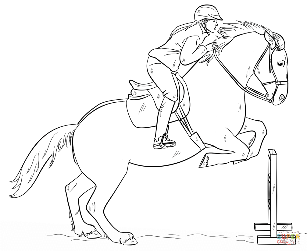 Play Jumping Horse Rider Coloring Pages Free Kids Printable
