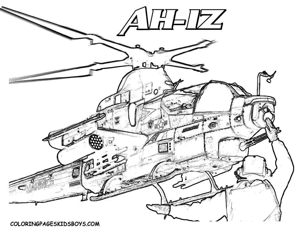 608 Cartoon Army Helicopter Coloring Pages with Animal character