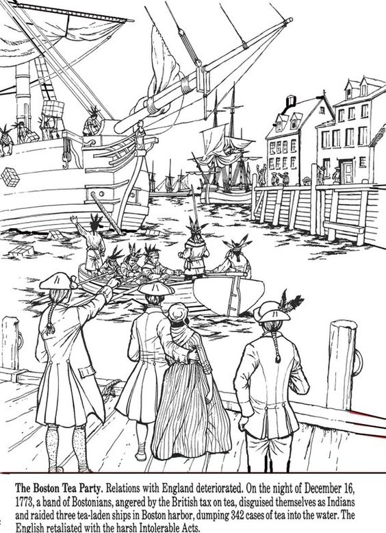All Things John Adams: Coloring Pages: Boston Tea Party | Boston ...