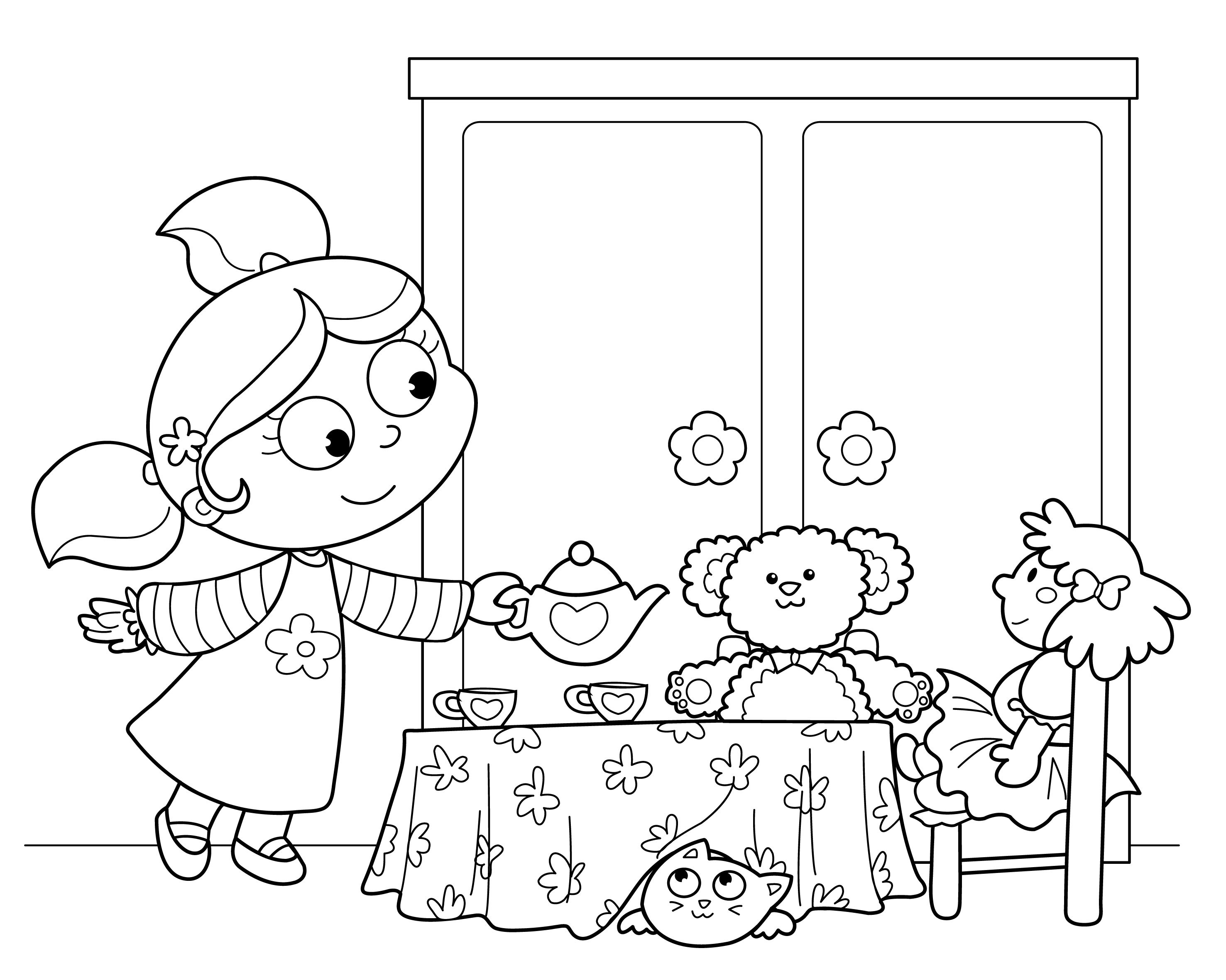 Kids Tea Party Birthday Coloring Page-Kiboomu Kids Songs | Kids tea party, Birthday  coloring pages, Kids tea party birthday