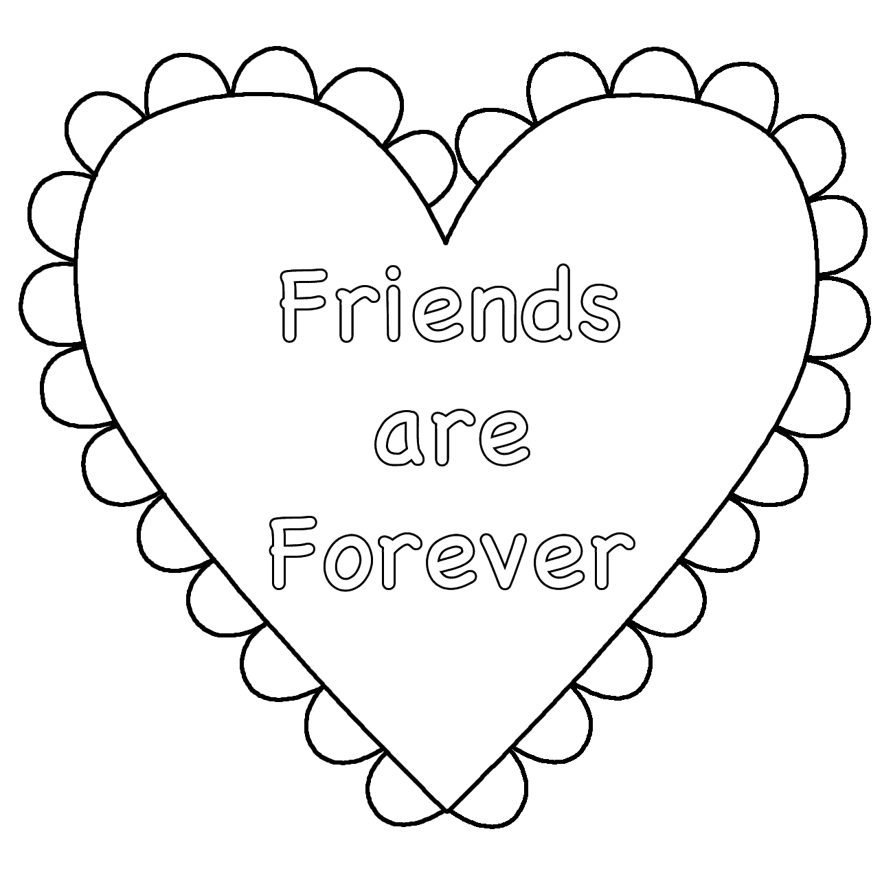 Heart (Friends are Forever) - Coloring Page (Valentine's Day)