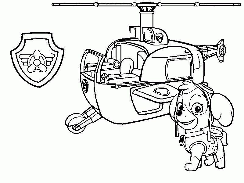 Paw Patrol Coloring Pages Home Skye Helicopter Everest Badge