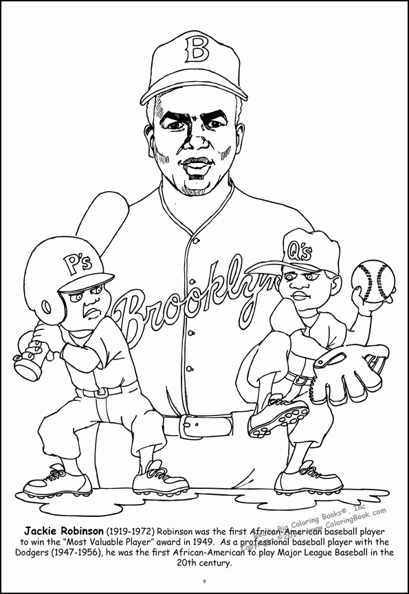 Jackie Robinson Famous African Americans Coloring Pages Coloring Home