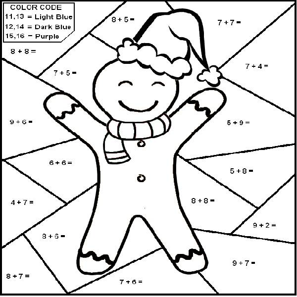 Christmas Math Coloring Page