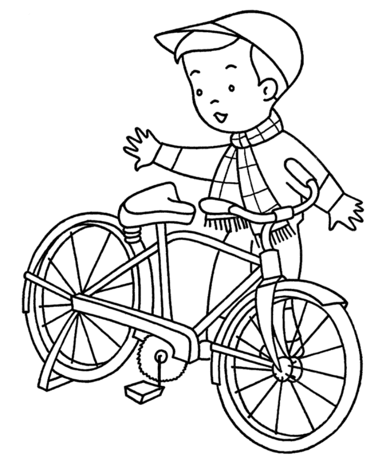 Riding Bicycle Hello Kitty Coloring Page Free | Cartoon Coloring ...