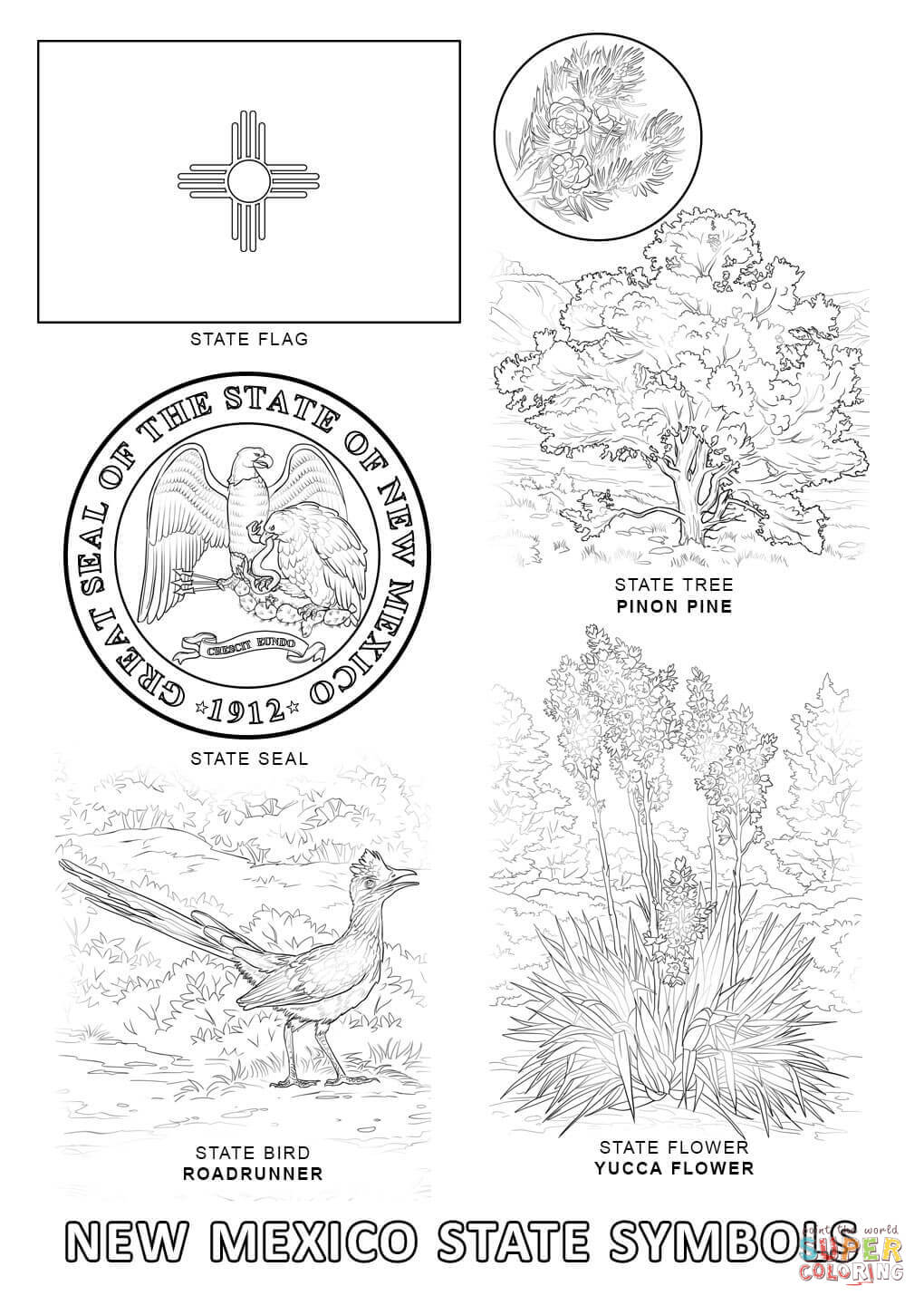 New Mexico State Symbols coloring page | Free Printable Coloring Pages