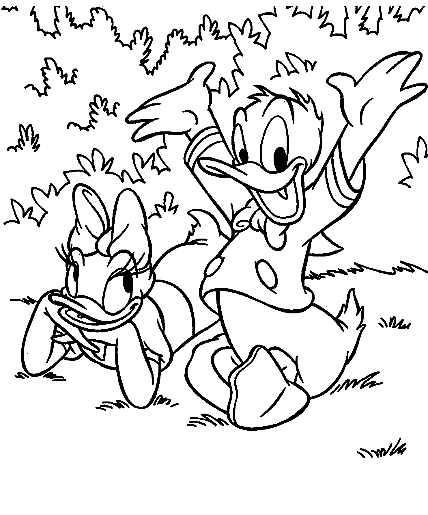 Donald Duck & Daisy Relaxing In The Park Coloring Pages For Kids ...