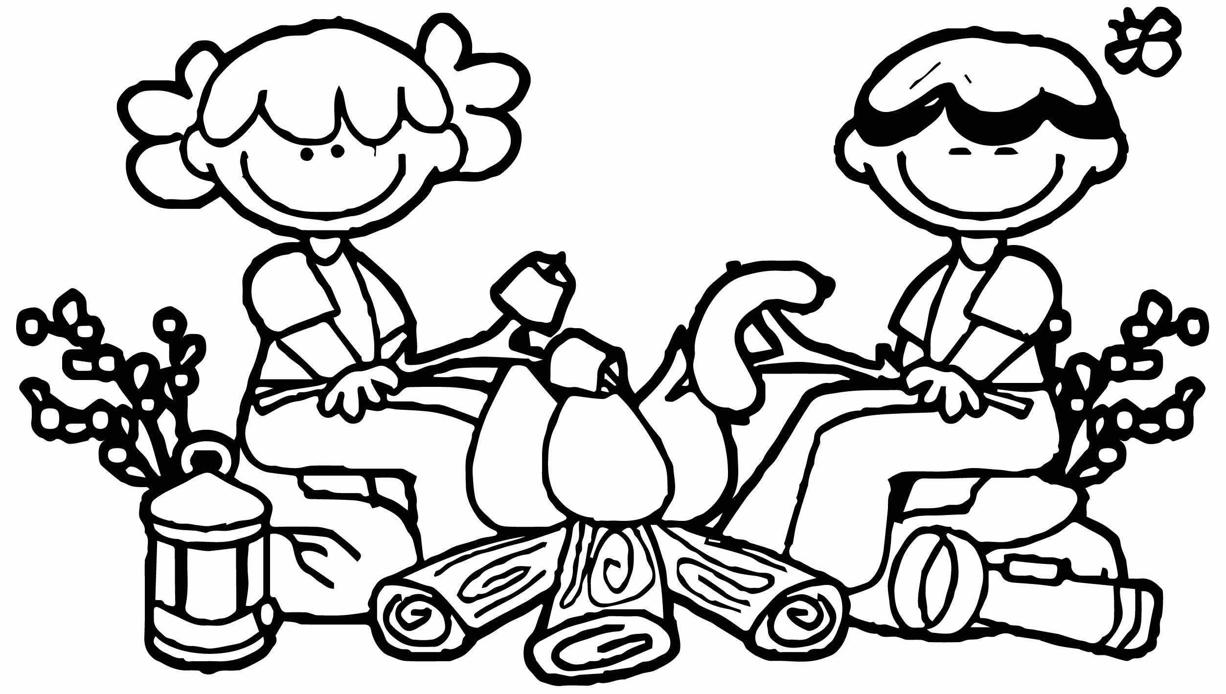 Campfire Coloring Page - Coloring Home