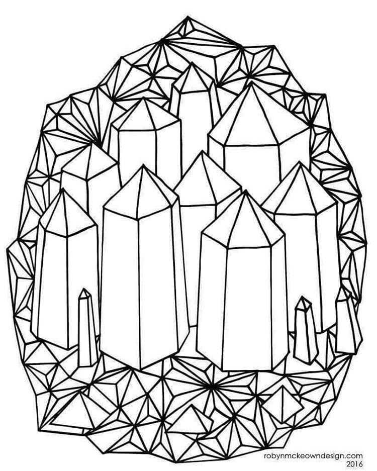 Crystal black and white illustration for coloring page ...