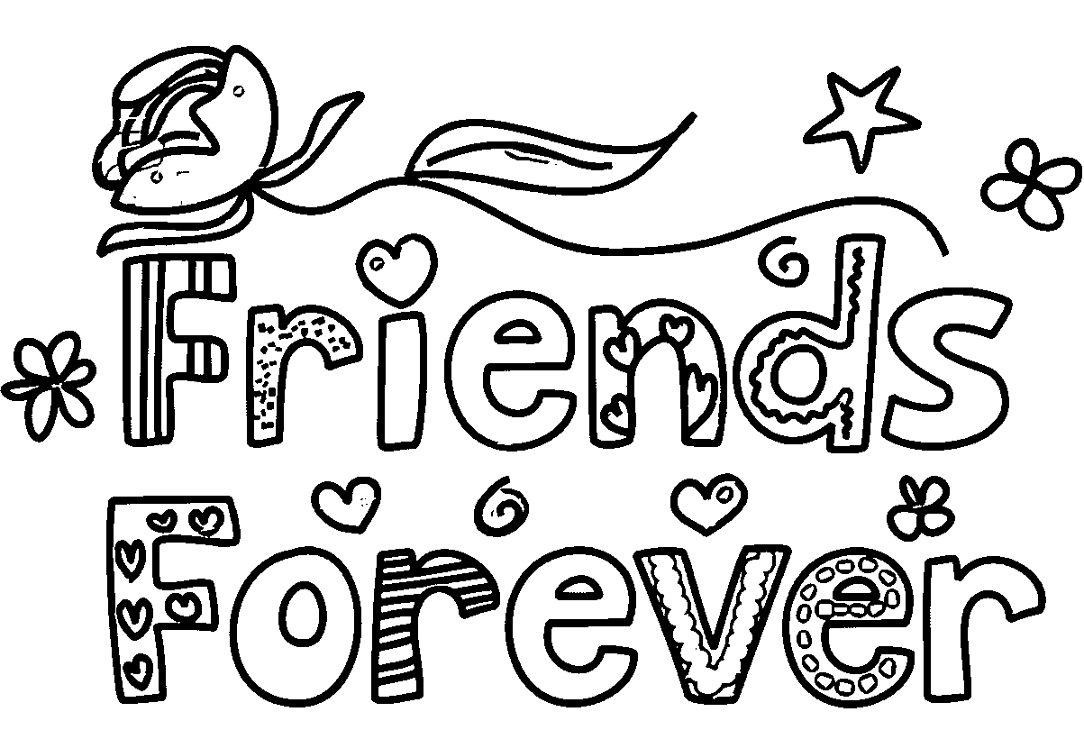 Pal Of A Colorful Friends Forever Words With Designs Coloring Page