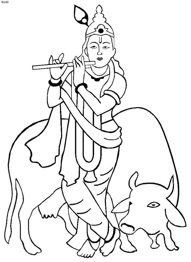 Lord Krishna Coloring Book, Lord Krishna Coloring Pages, Lord