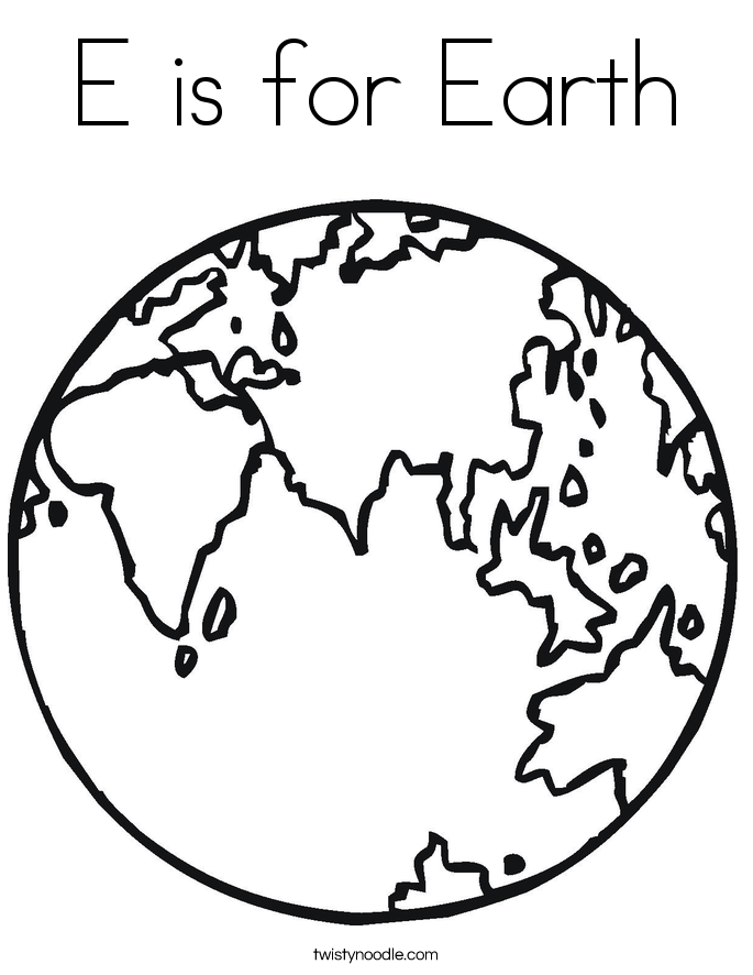 E is for Earth Coloring Page - Twisty Noodle