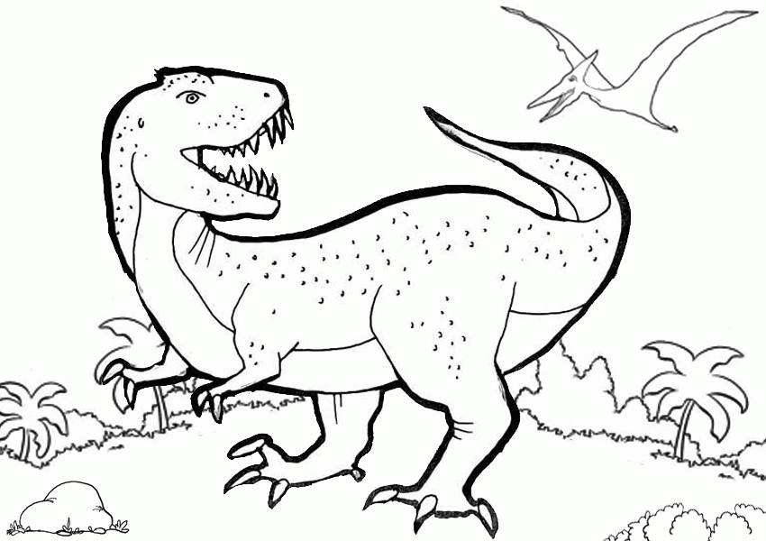 Free Online Printable Kids Colouring Pages - T-Rex Colouring Page
