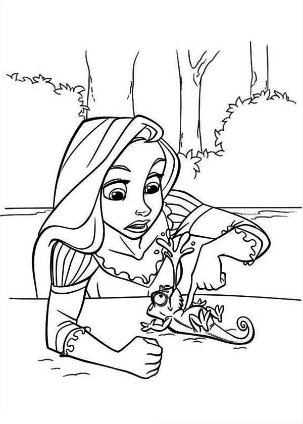 Rapunzel Press Pascal Stomach Tangled Coloring Page - Free ...