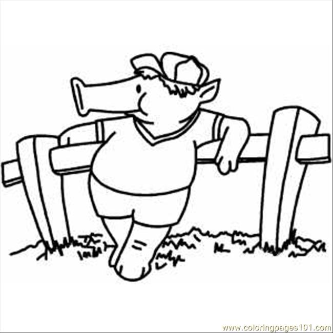 Pig Resting On Fence Coloring Page - Free Pig Coloring Pages :  ColoringPages101.com