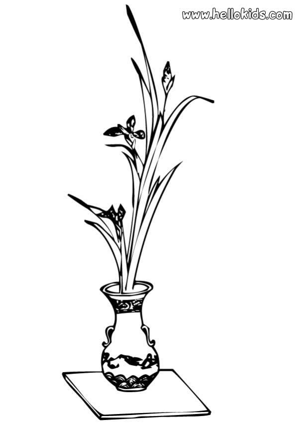 FLOWER coloring pages - Vase with flowers