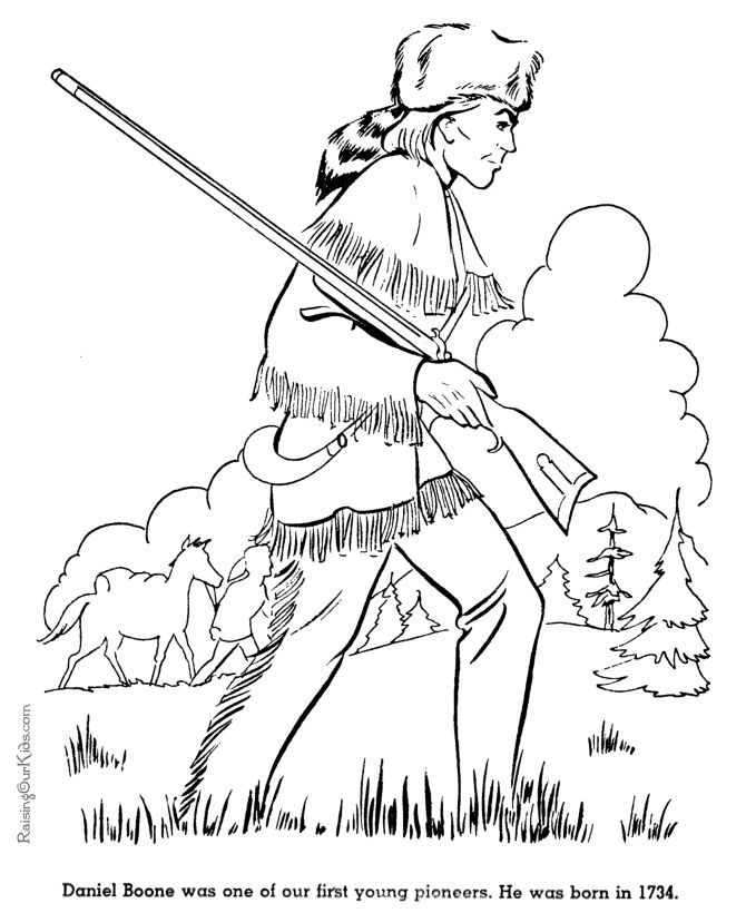 Free printable Daniel Boone coloring pages for kid | History for ...