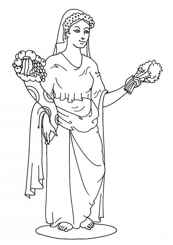 The Goddess of Havest Demeter from Greek Mythology Coloring Page ...