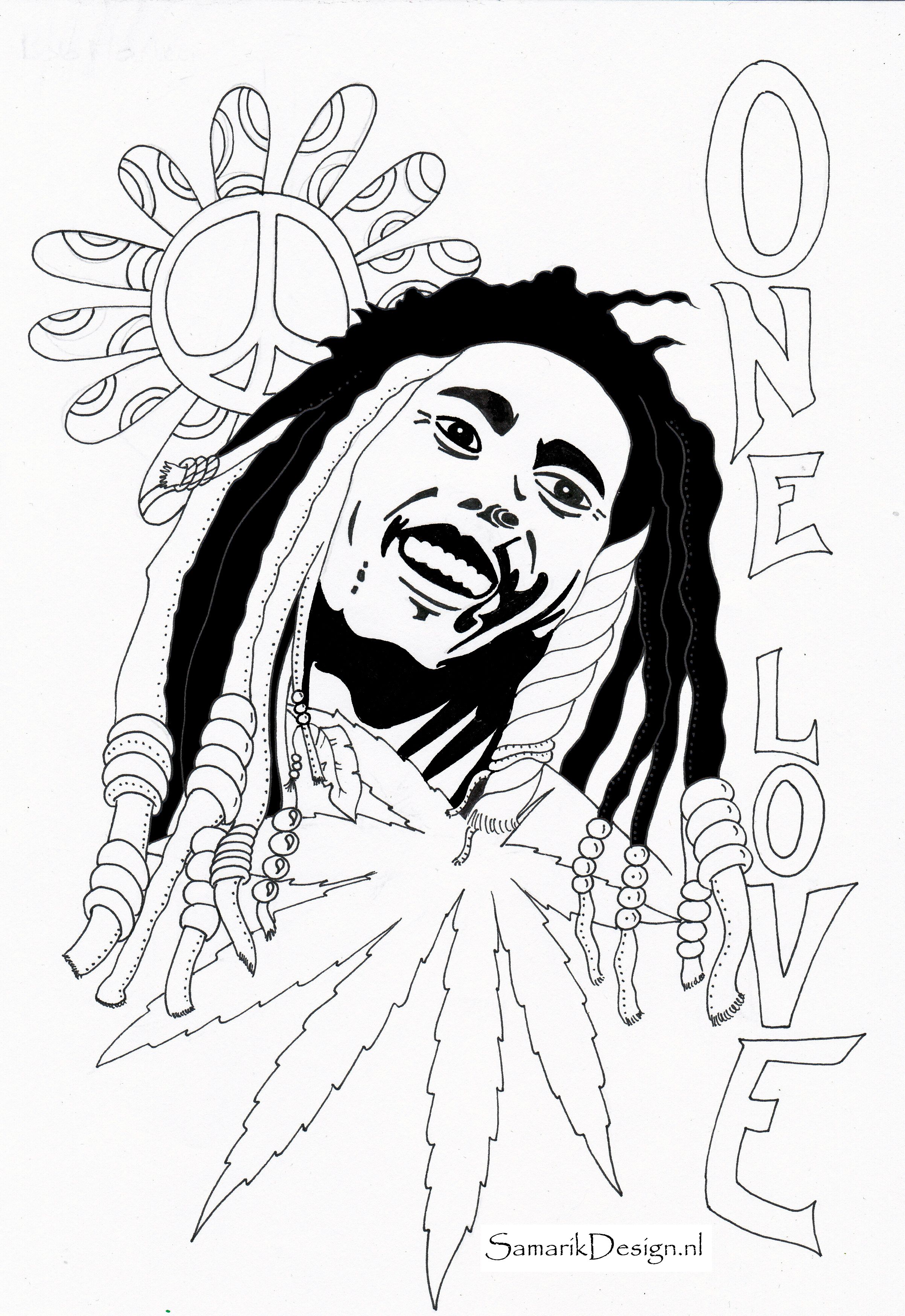 Bob Marley Famous people | Coloring pages, Drawings, Adult coloring