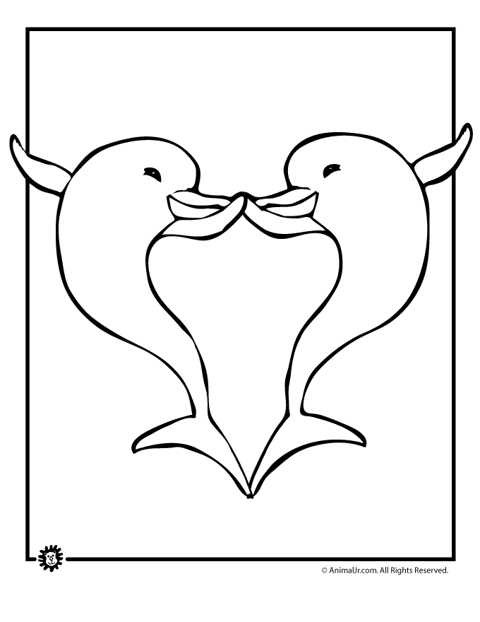 Coloring Page Of Dolphins : Printable Coloring Book Sheet Online 