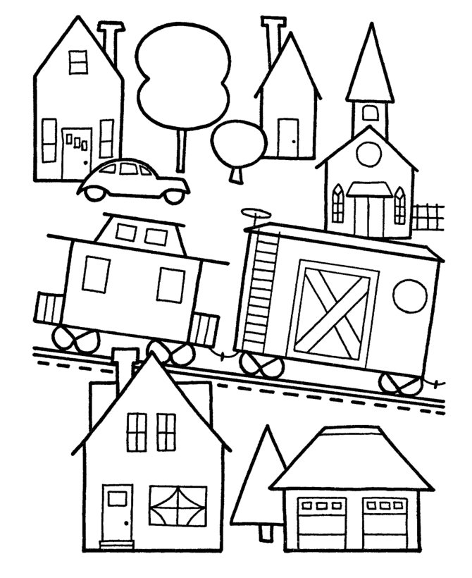 Christmas Toys Coloring Pages - Toy Train Town Christmas Coloring 