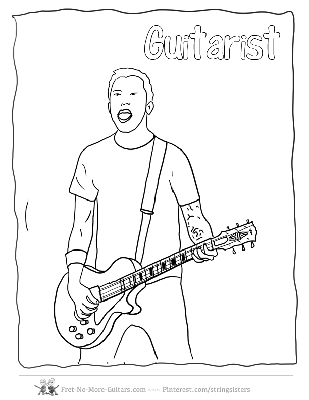 Girl Rock Guitar Coloring Page