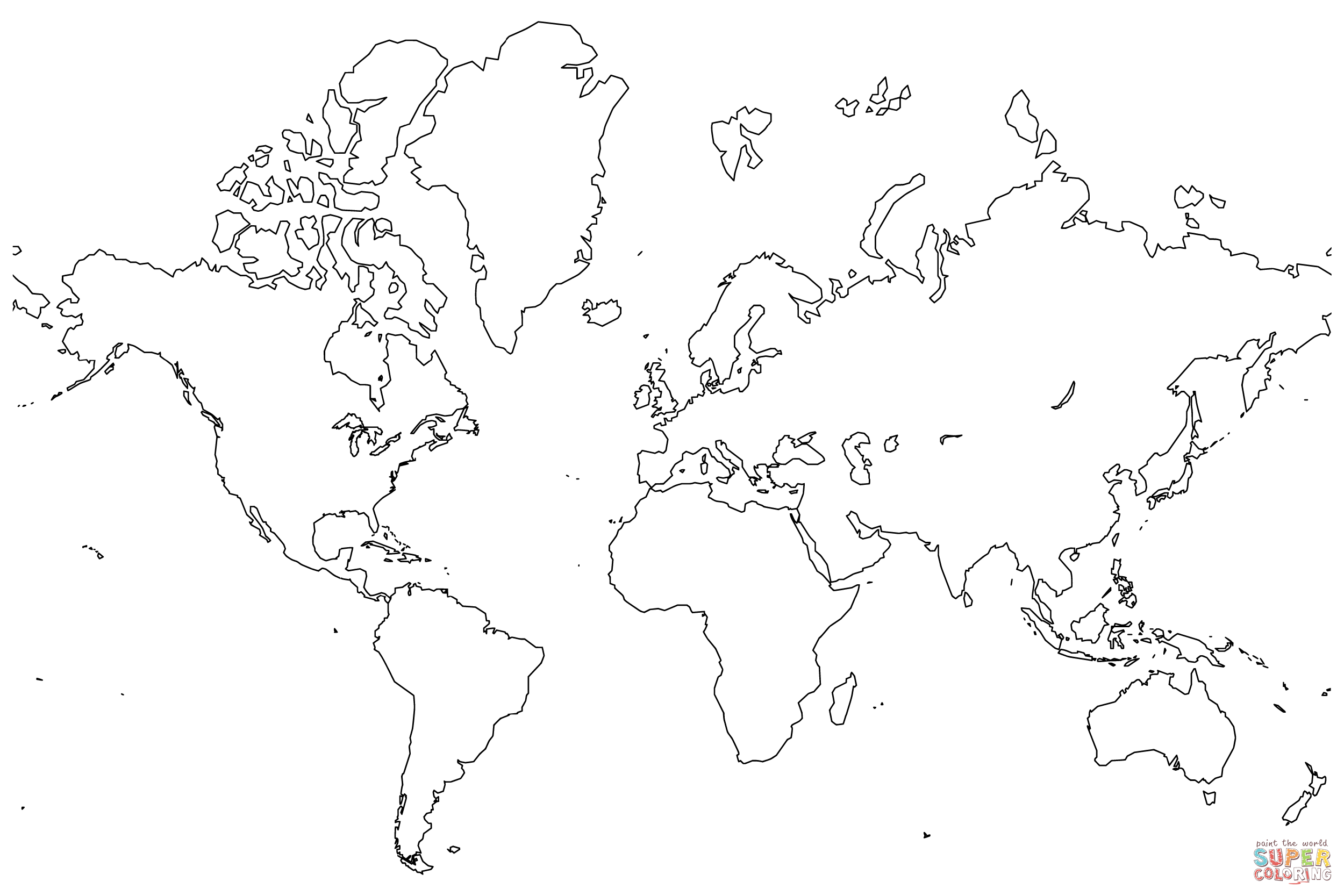 World Map Coloring Page - Coloring Home