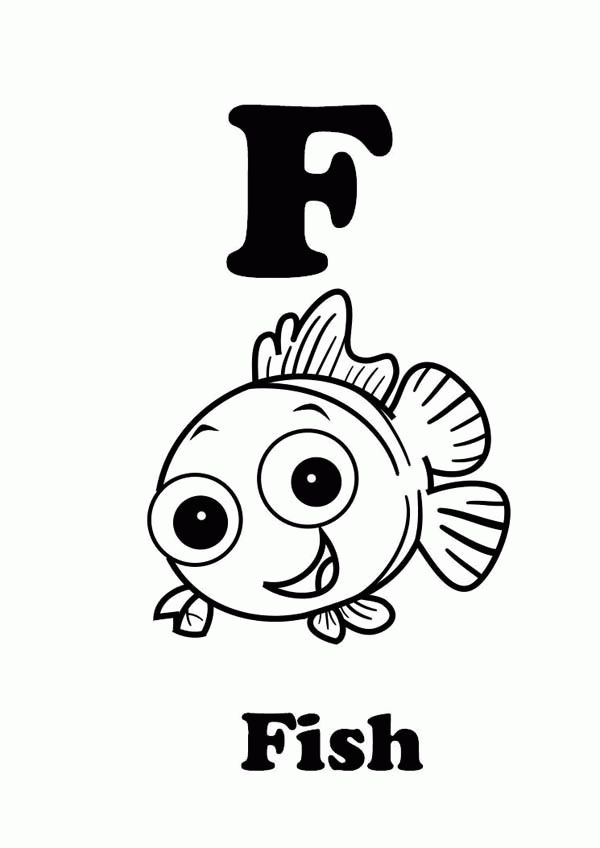 Letter F is for Fish Coloring Page | Bulk Color