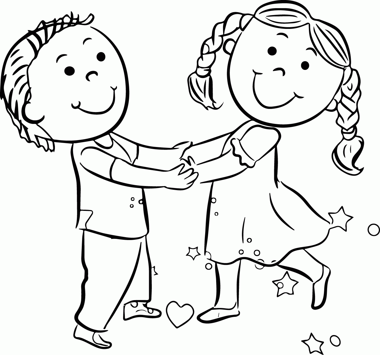 Happy Children Coloring Page | Wecoloringpage