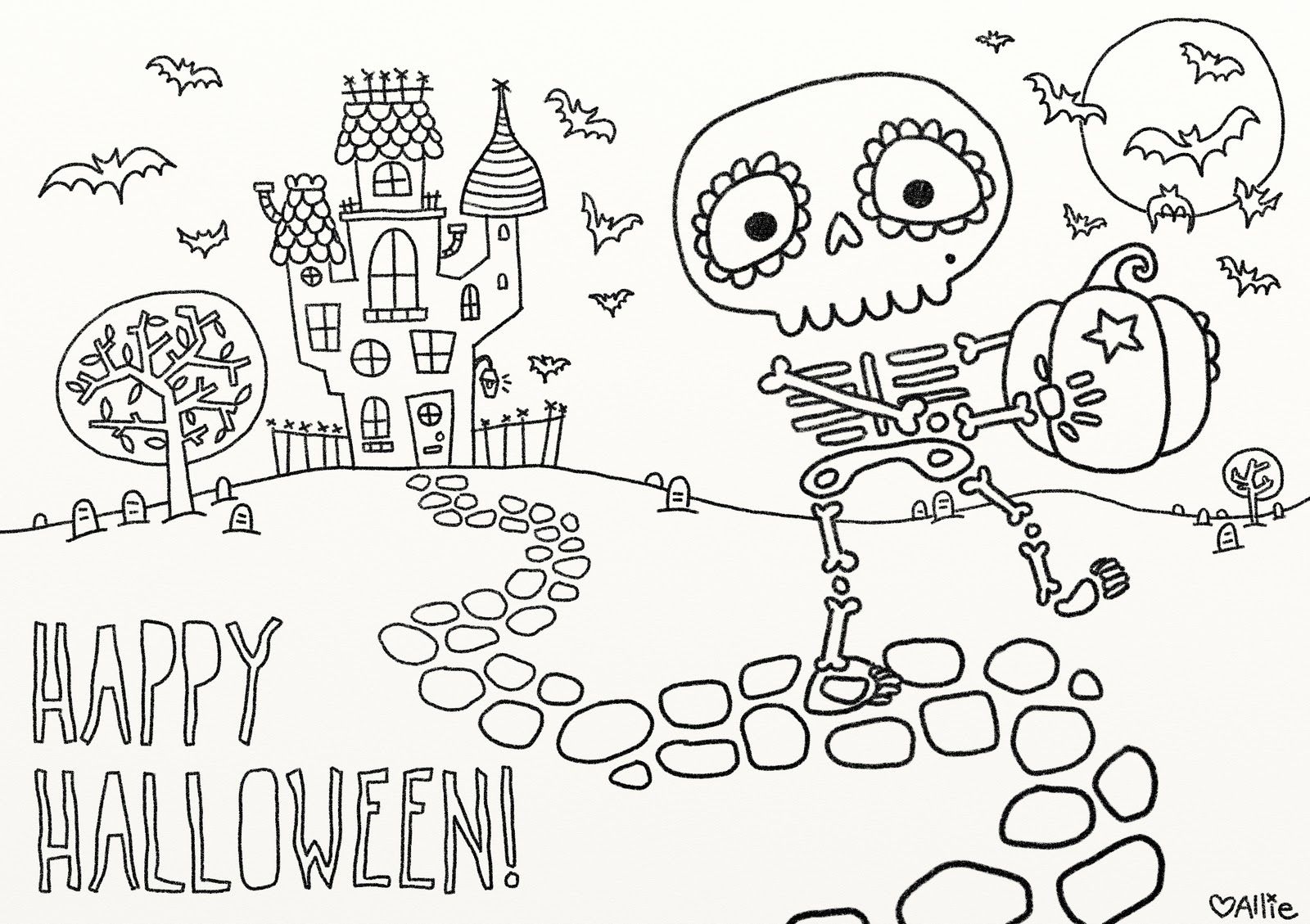 Scary Halloween Coloring Pages For Teens - Coloring Home