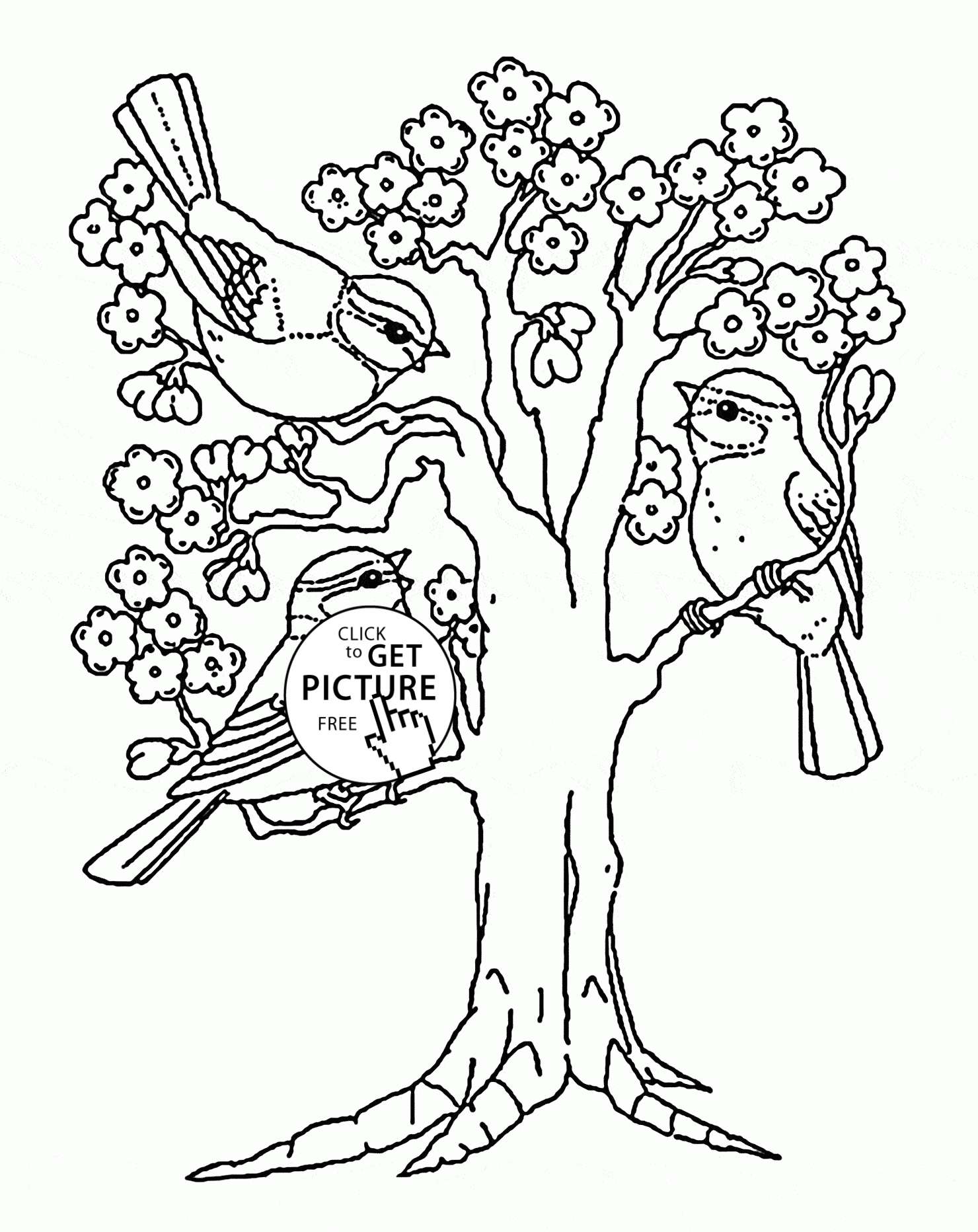 Spring Blooming Tree coloring page for kids, seasons coloring ...