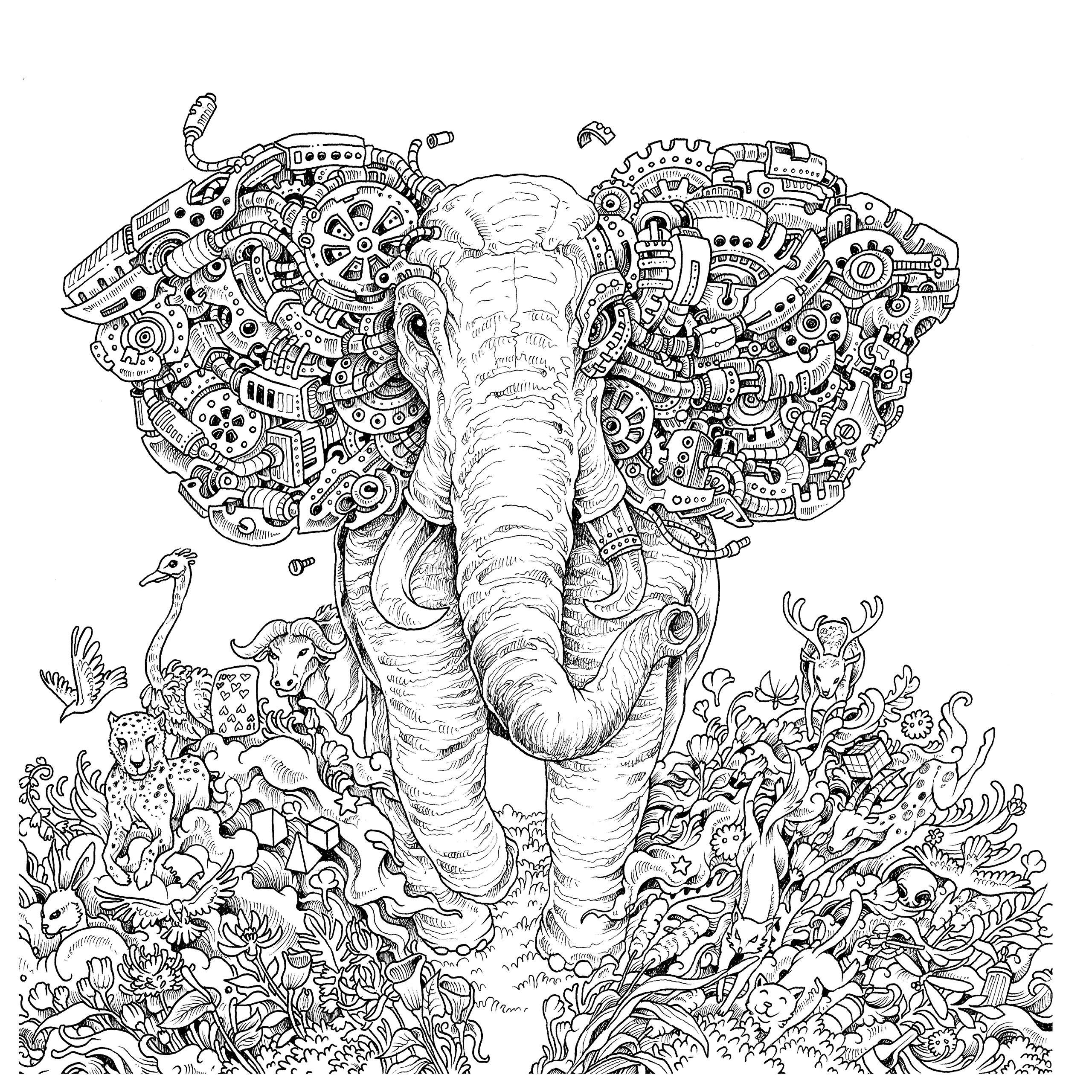 Elephant Adult Coloring Page - Coloring Home