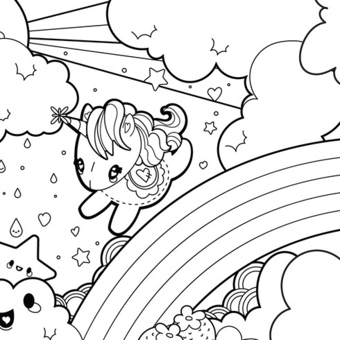 Unicorn Rainbow Coloring Pages - Coloring Home