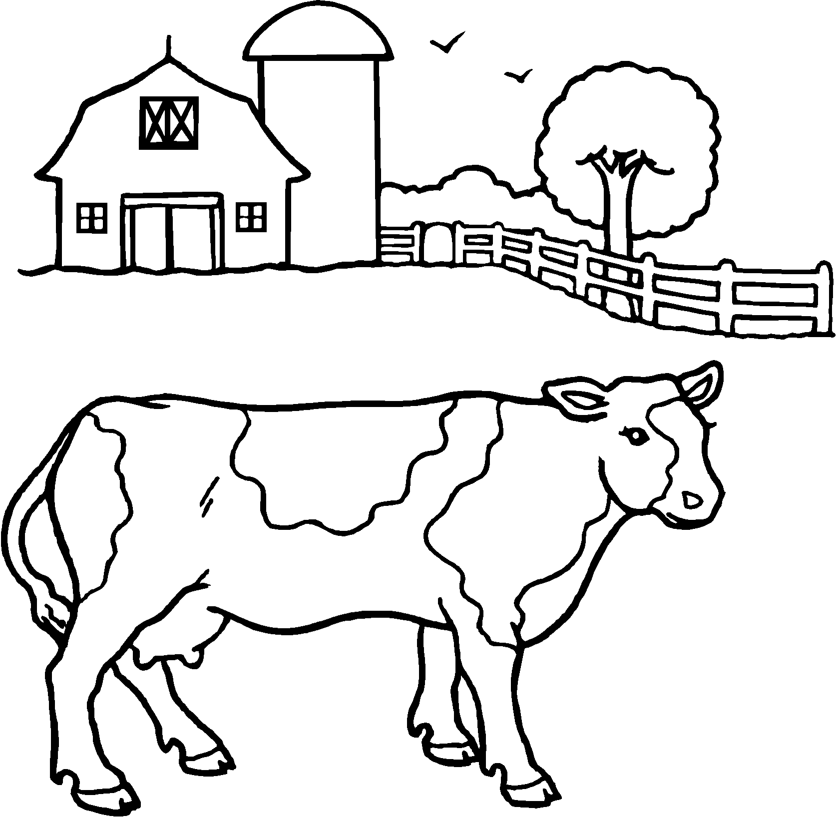 Black And White Cow Coloring Page - Coloring Pages For All Ages
