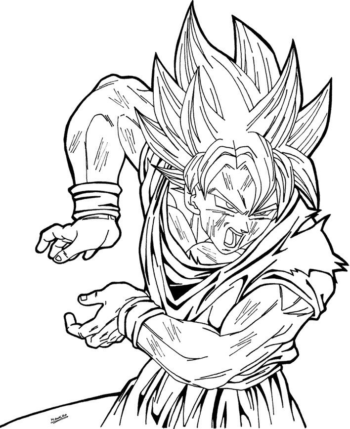 Goku Super Saiyan Coloring Pages - AZ Coloring Pages | Dragon coloring page,  Dragon ball super artwork, Goku drawing