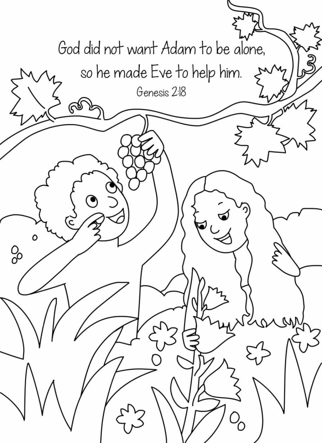 Free Coloring Pages Of Adam Eve Animals God Made Animals Coloring ...