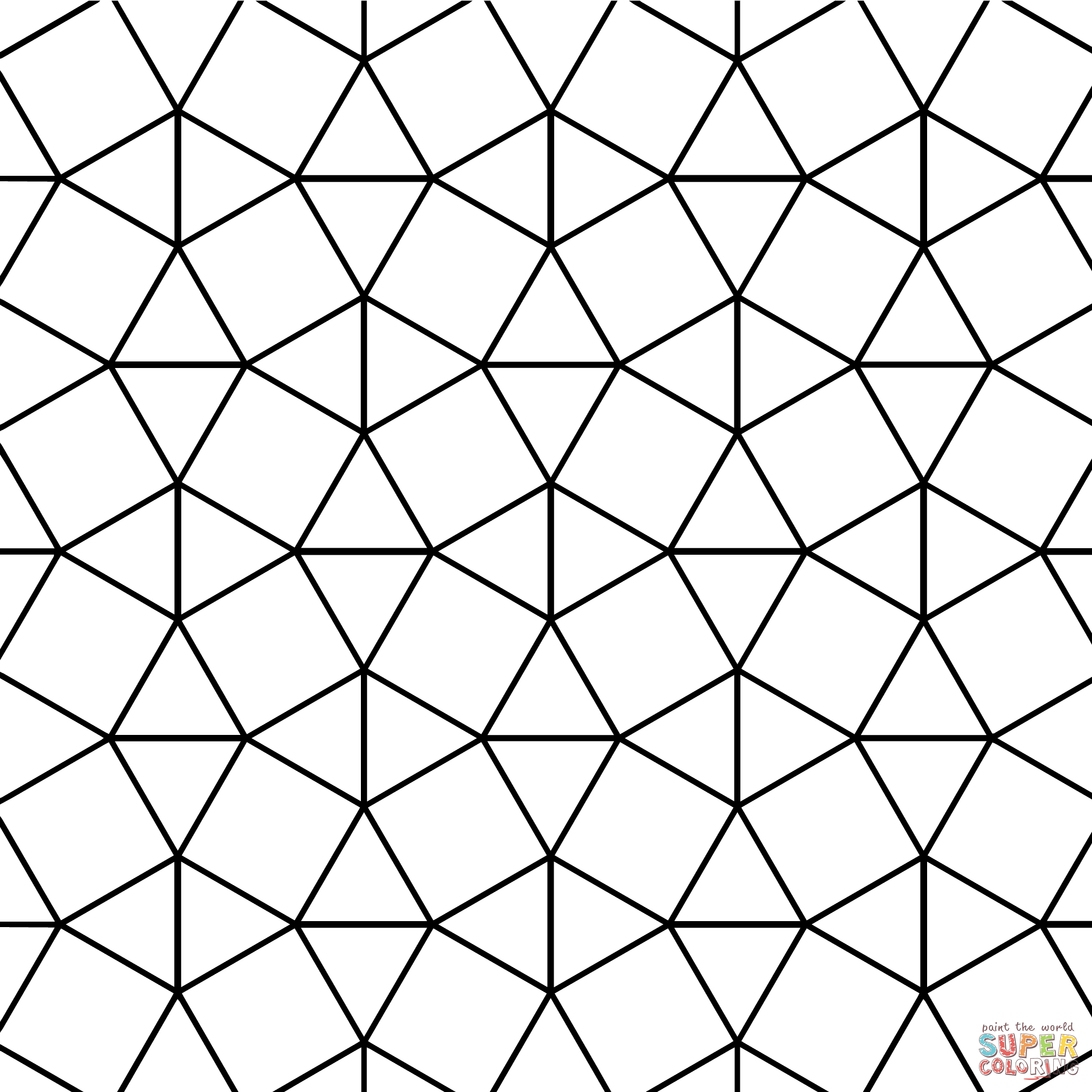 Tessellation with triangle and square tiling coloring page