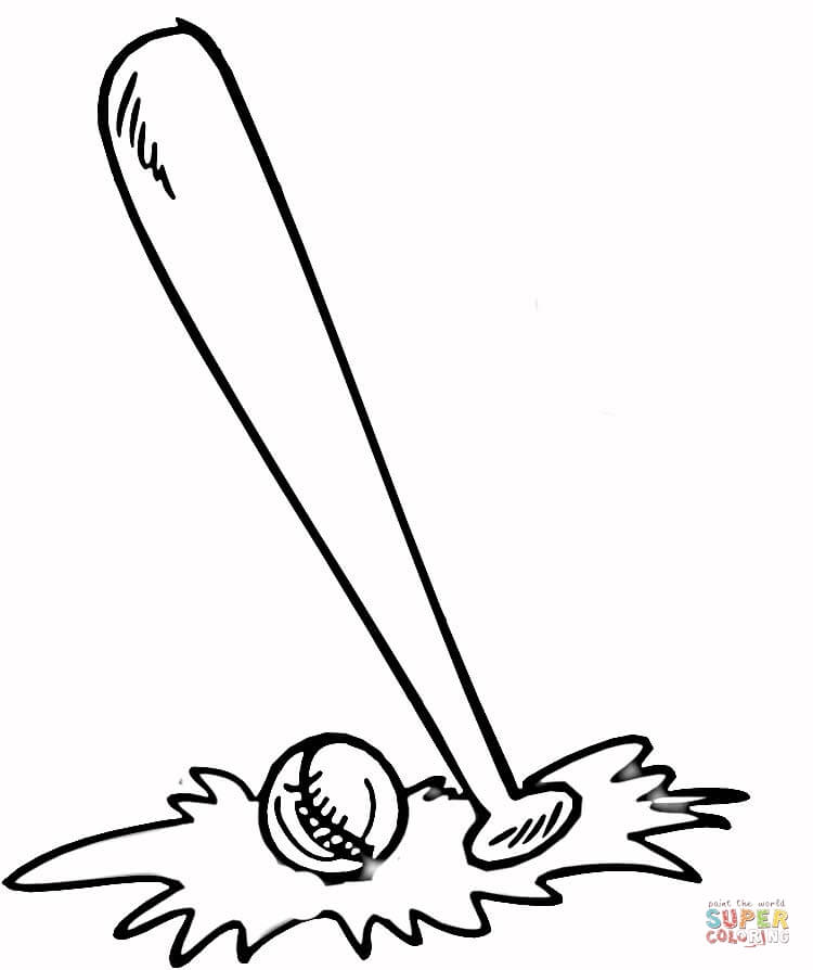 Baseball Bat and Ball coloring page | Free Printable Coloring Pages