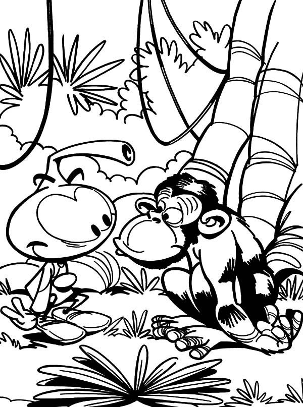 A Monkey is Interested to Allstar in Snorkels Coloring Pages ...